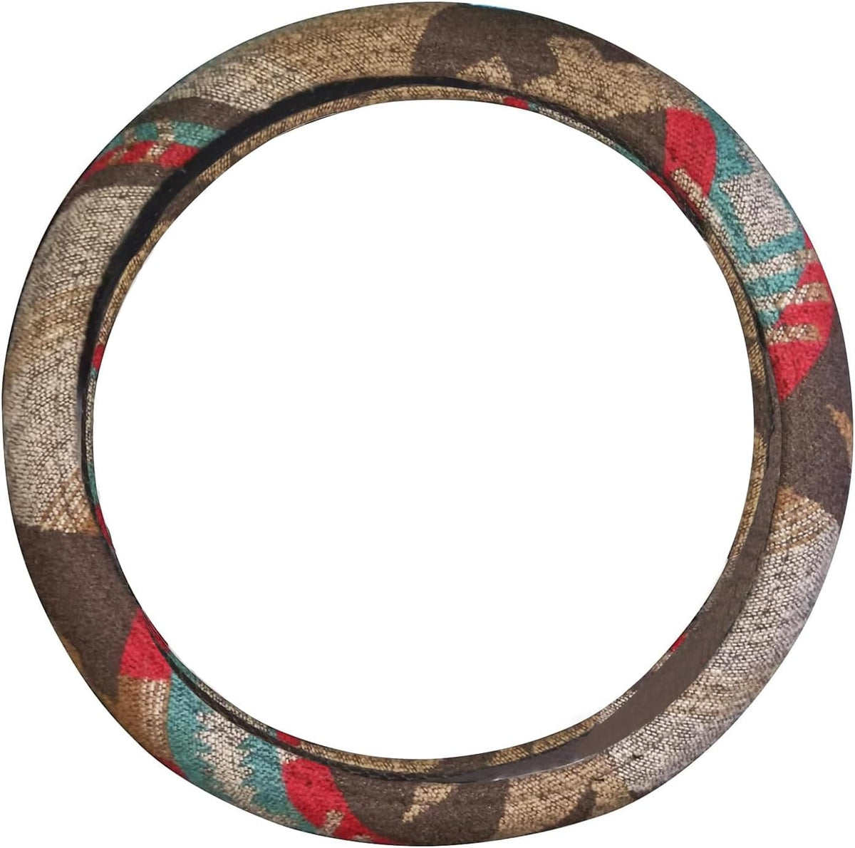 Universal 15inch Ethnic Style Baja Blanket Steering Wheel Cover with Coarse Flax Cloth and Sweat Absorption Anti Slip Car Wrap (Boho Green)