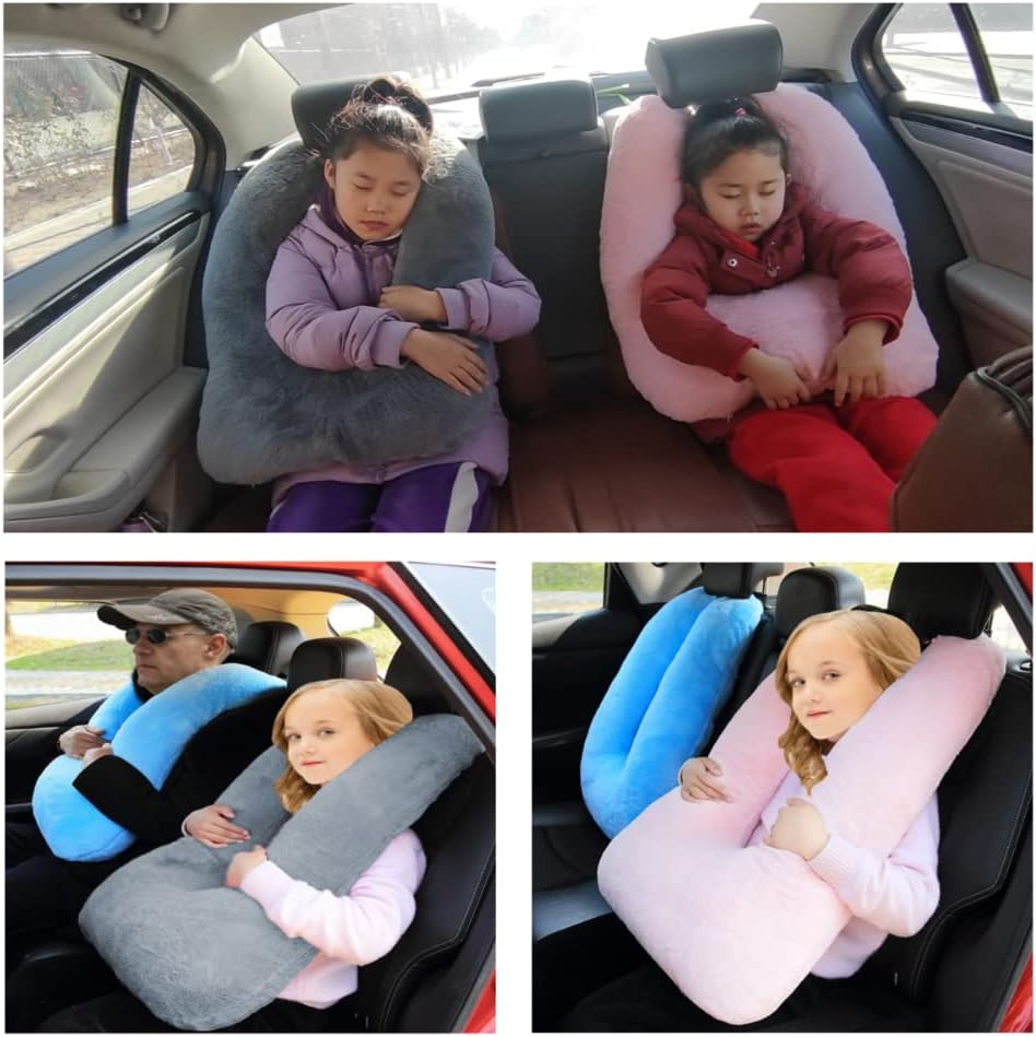 FHSGGP Travel Pillow Cushion for The Back Seat of Car Car Pillow Blue | for Kids A Sleeping Artifact Suitable for Long-Distance Travel of Adults and Children Travel Pillow for Kids