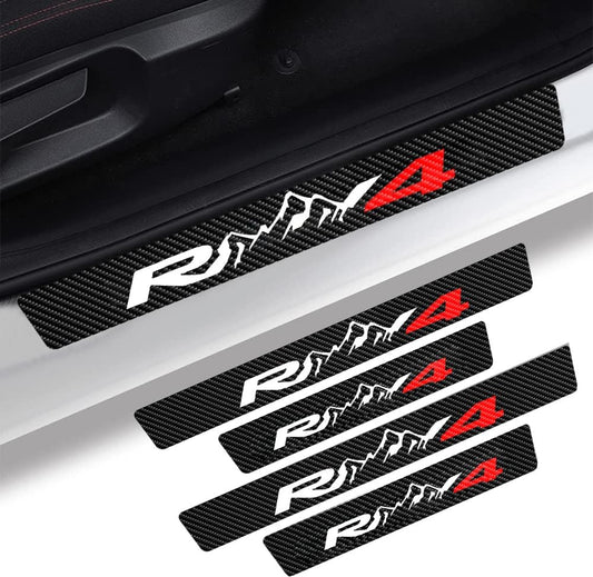 4Pcs Car Door Sill Protector Carbon Fiber Door Entry Guard Scuff Plate fit for Toyota Rav4 Accessories