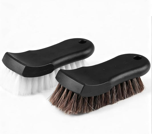 Upholstery Brush Set, Horse Brush Set, Convertible Top Brush, Cleaning Brush for Leather,Carpet, Car and Long Bristle Horse Hair Car Cleaning Brush for Car Interior Leather Seat and Home Furniture