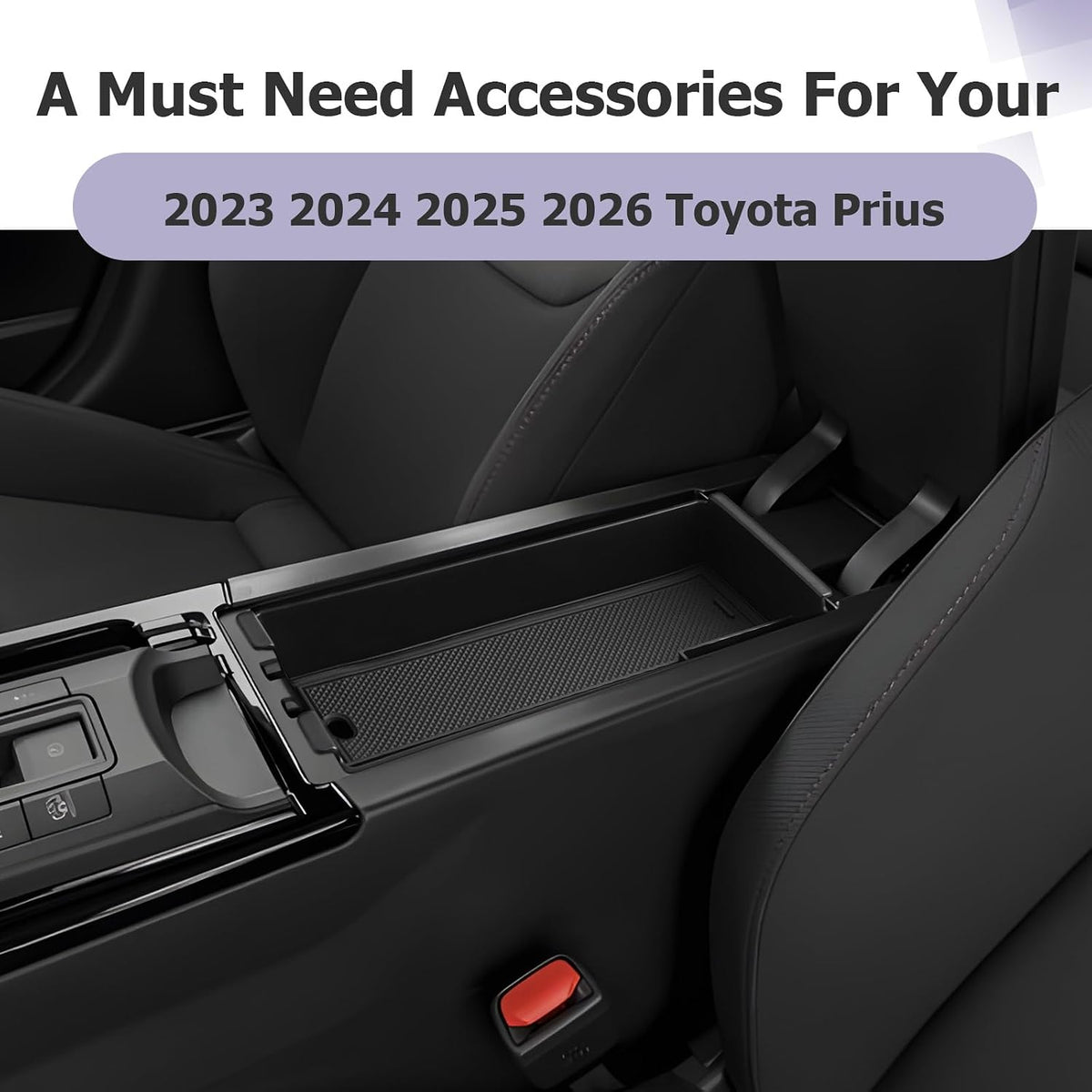 LUWU 2026 2027 Prius Center Console Organizer for 2023-2025 2026 2027 Toyota Prius LE/XLE/Limited/Nightshade Accessories Armrest Console Storage Box Glove Organizer Tray ABS Material (Black)