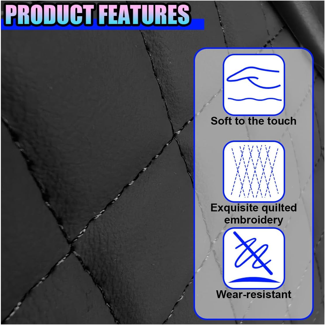 Leather Car Center Console Cover, Armrest Booster Cushion, Black