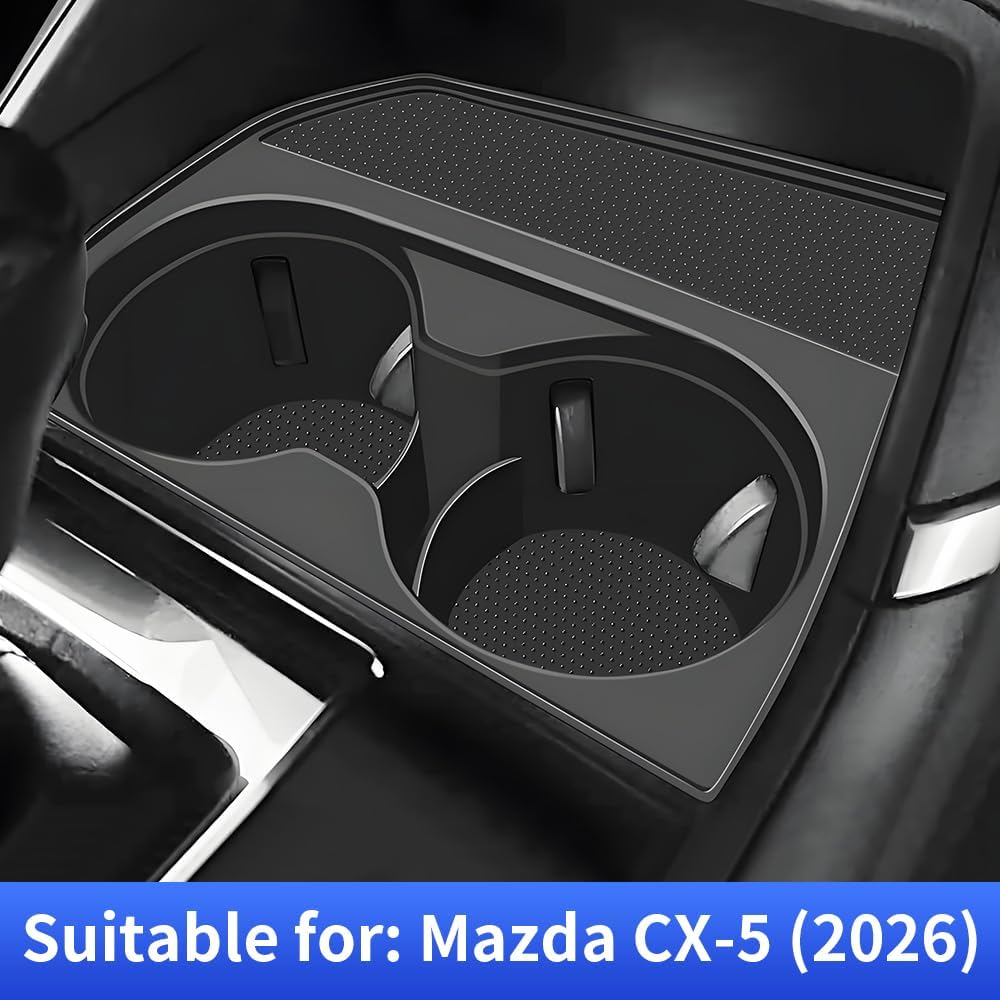 Car Cup Holder Insert for Mazda CX5 CX-5 2026 Auto Interior Accessories Center Console Organizer Water Bottle Cupholder Storage Coasters Station TPE Silicone Accessory