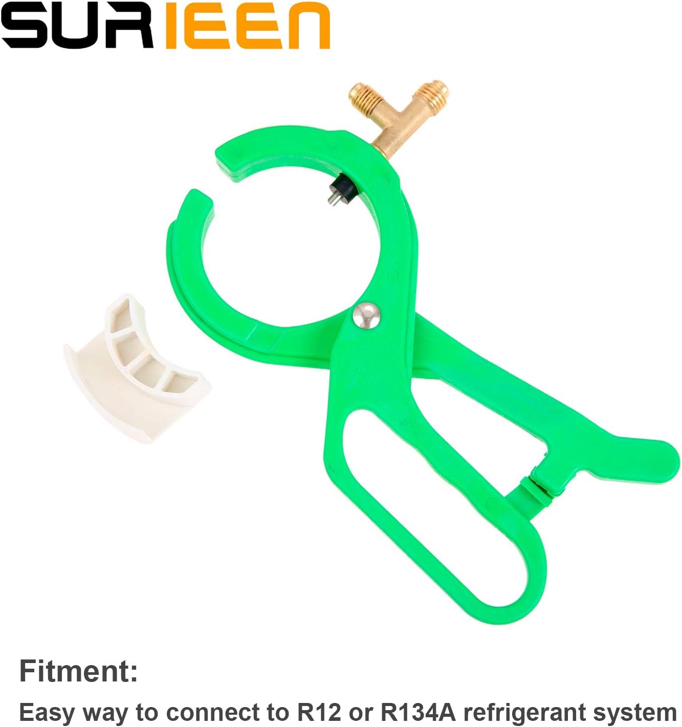 R134A R12 Side Can Tap, 3-in-1 Side Mount Can Tap Valve | 1/4'' SAE 1/2'' Thread R134a Refrigerant Dispenser Kit for Car AC Refrigerant Manifold System, (Green)