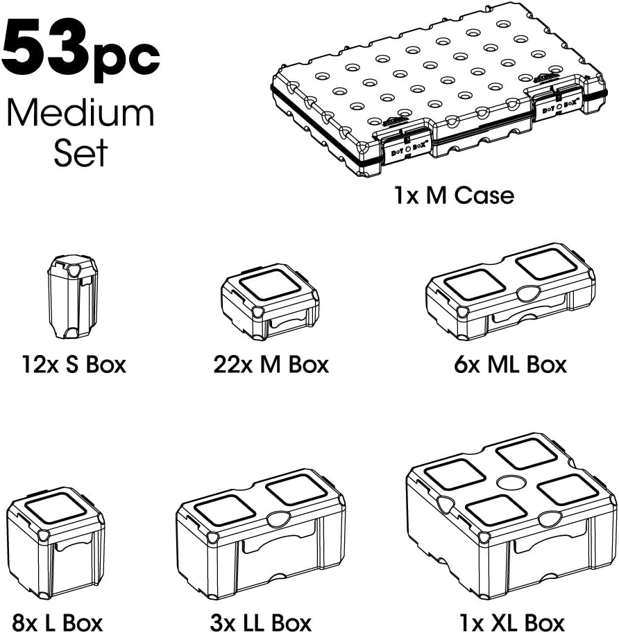 Cottage Mills DotBox Medium Set 53 pcs from 52 Storage Boxes in a Carrying Case. It’s the Ultimate Small Item Storage System. Perfect for Bead, Jewelry, Craft and Small Part Storage.