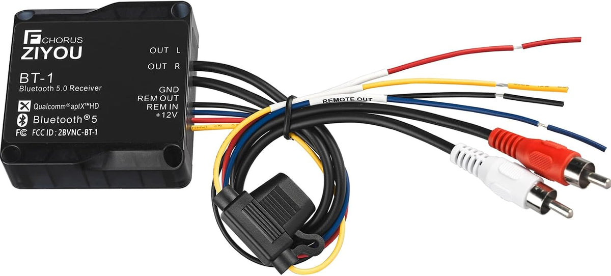 BT-1 IPX7 Bluetooth Receiver aptX HD Dual RCA Marine Vehicles