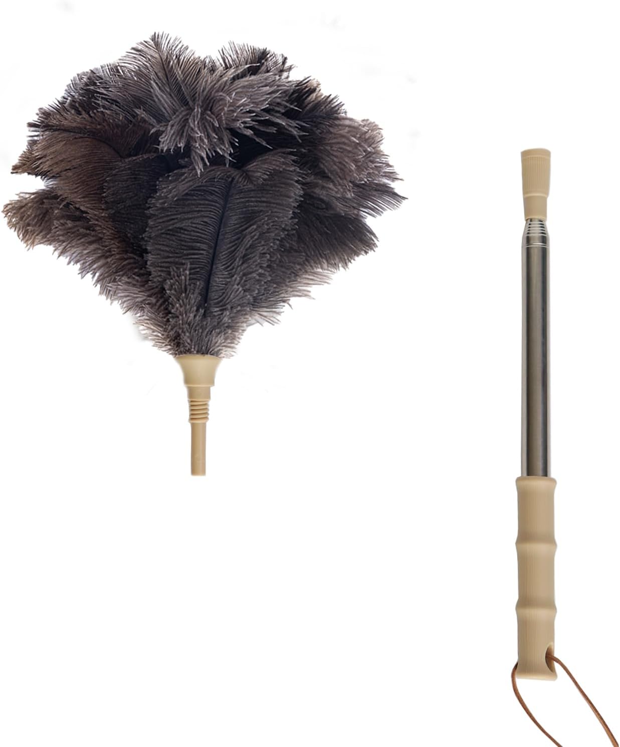 Aldwin Ostrich Feather Duster, 43" Extendable Feather Dusters for Cleaning | Genuine Fluffy Natural Reusable and Washable Handheld Feather Duster for Home, Office, Desk, Furniture, and Car Interior