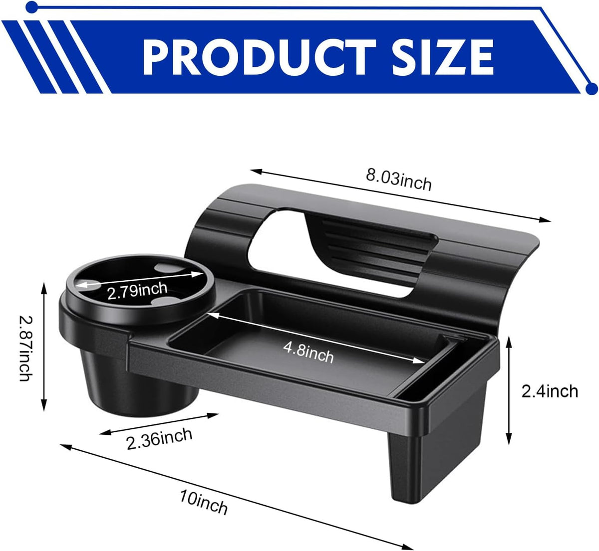 Car Door Window Organizer, Multi-functional Vehicle Storage Organizer Rack, ABS Insert Installation Cup Holder & Phone Stand, Universal for Most Cars, Trucks, SUVs (Black #A)