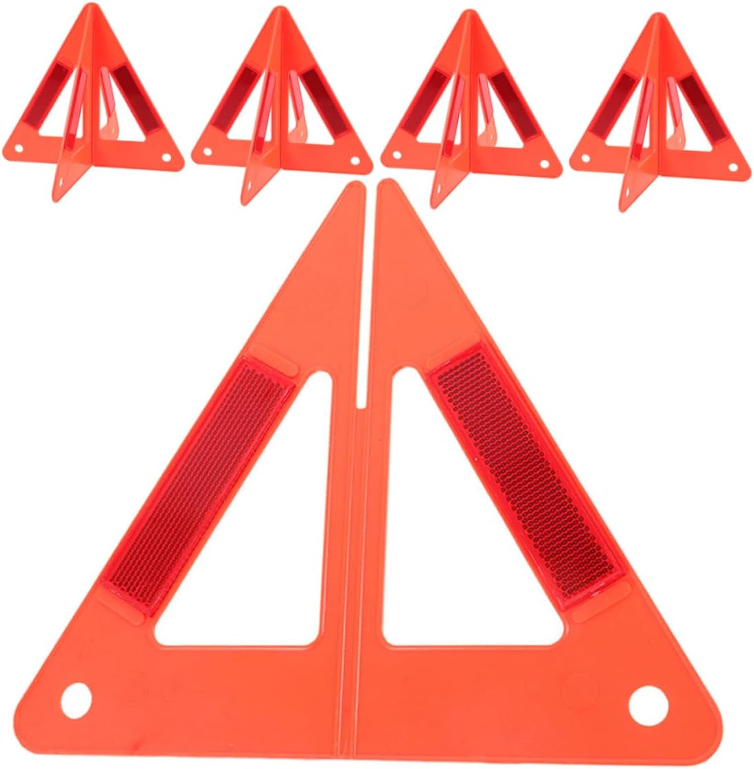 5pcs Red Plastic Warning Triangle Reflectors for Vehicle Roadside Alerts