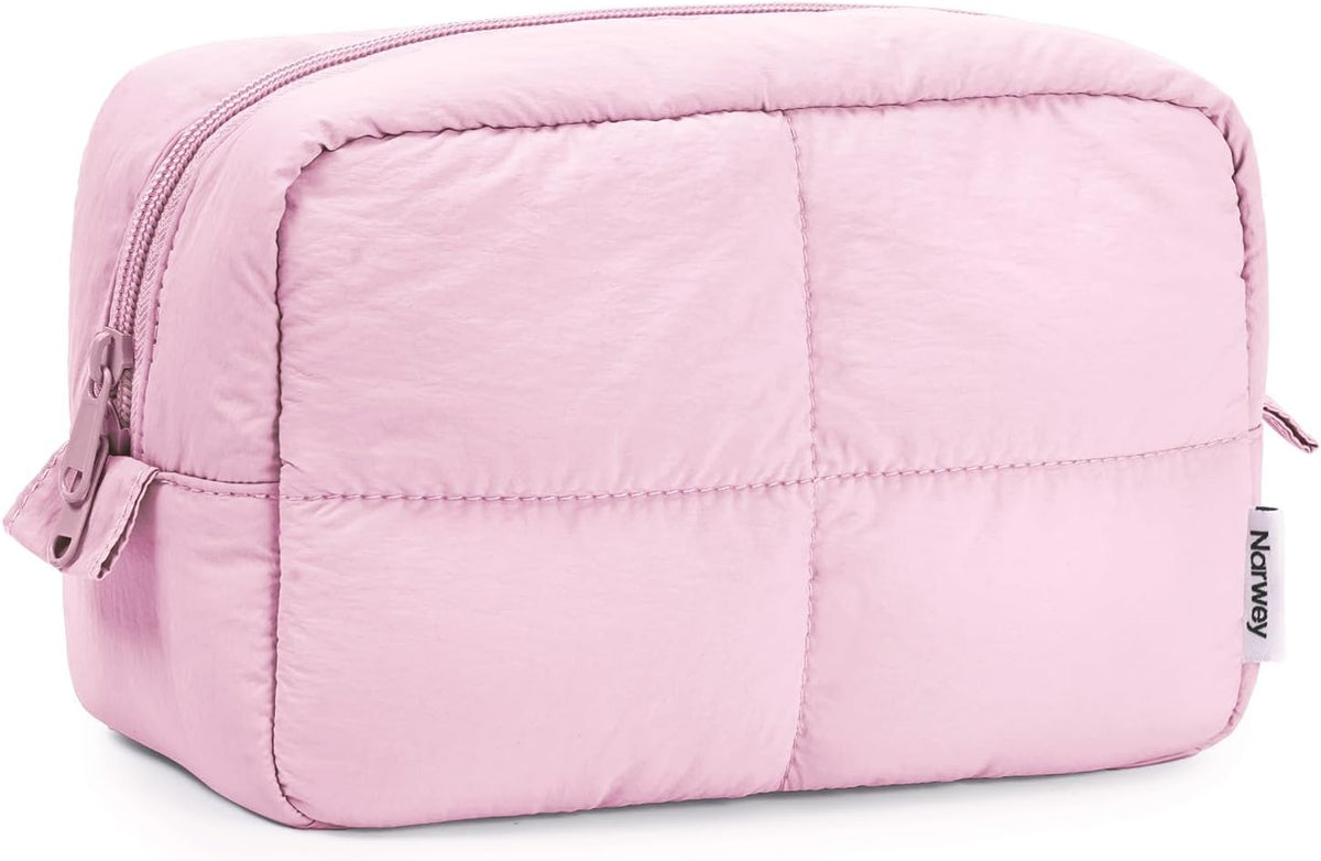 Narwey Puffy Makeup Bag Travel Toiletry Bag, Cute Cosmetic Bag for Women