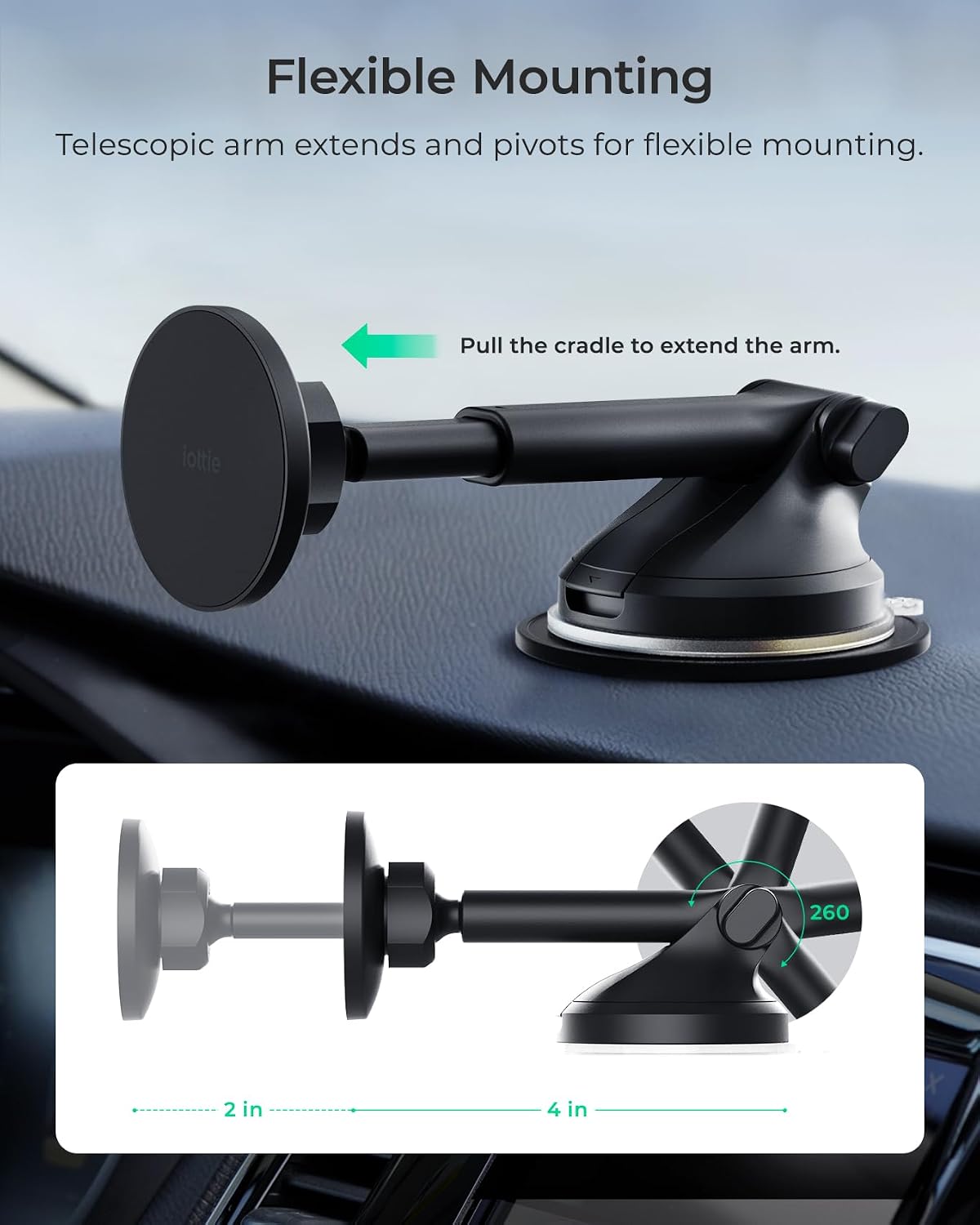 iOttie iTap 3 Magnetic Dash & Windshield Car Mount, Phone Holder with Suction Cup, Includes Magnetic Ring Adapter, Compatible with iPhone 12-17, Samsung Galaxy, Google Pixel, and MagSafe Phones