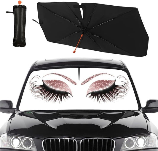 Socira Gorgeous Eyelash Car Windshield Sun Shade Umbrella Sunshade