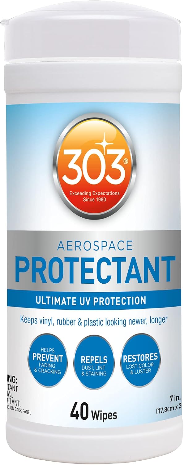 303 (30321) UV Protectant Wipes for Vinyl, Plastic, Rubber, Fiberglass, Leather & More Dust and Dirt Repellant - Non-Toxic, Matte Finish, 80 Towelettes, 2PK