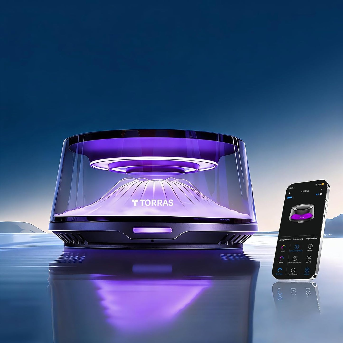 TORRAS Smart Car Air Fresheners Diffuser, The First App Control Car Freshener, Solar & USB-C Charging, Auto ON/Off, Cherry Blossom & White Musk, Lasts Up to 200 Days, CF20 Pro Fragrance Diffuser