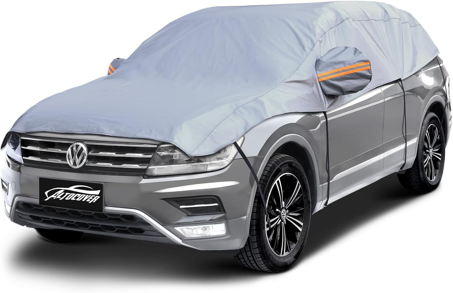 Half Car Cover SUV, Top Cover for Windshield & Sunroof Protection with Cotton Liner, Hail Protector Car Cover Waterproof All Weather for Snow, Sun,Rain,Dust,Size M