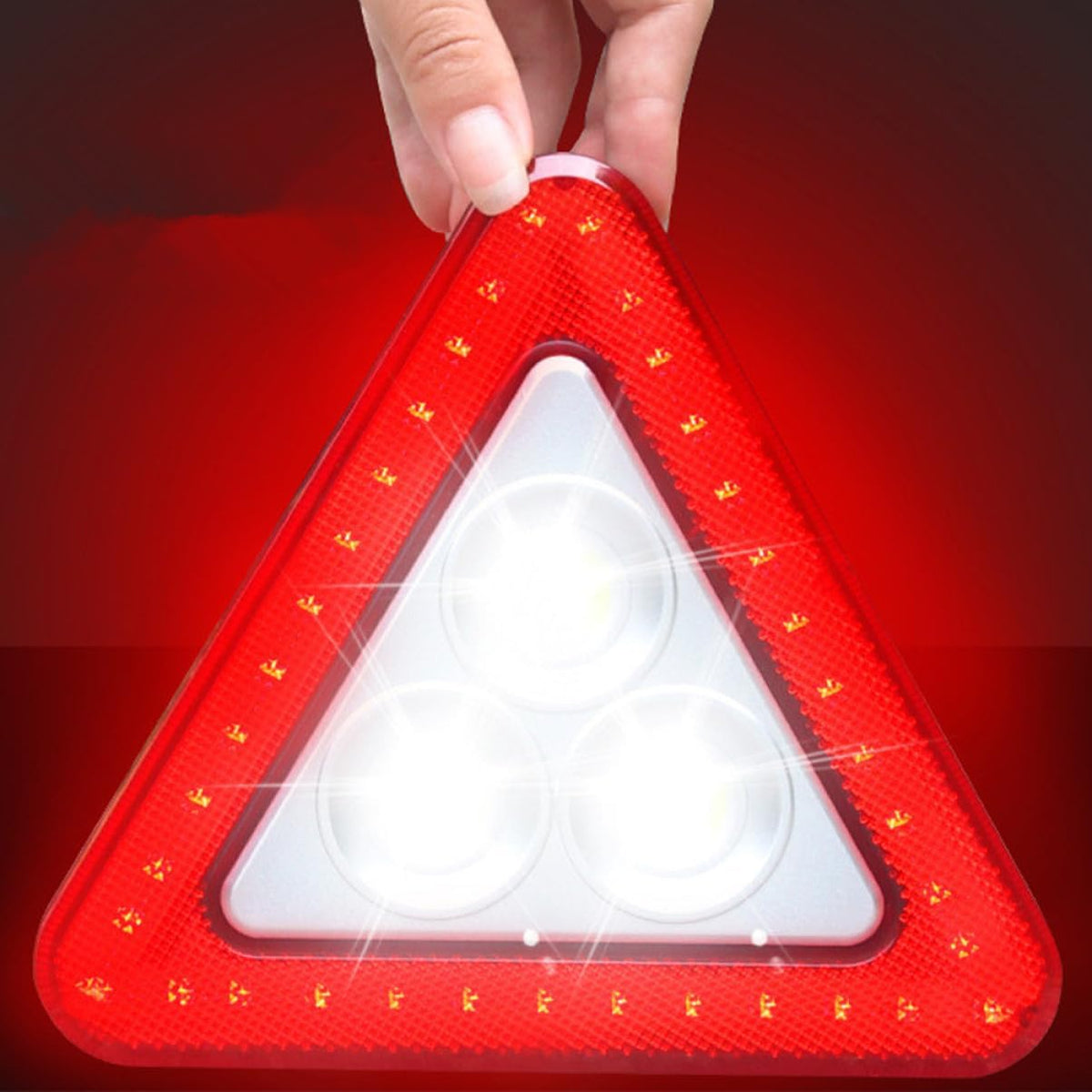 Led Warning Triangle with Bright Reflective Design Emergency Car Signal Sign for Roadside Assistance Lightweight Durable Battery Operated Batteries Not Included