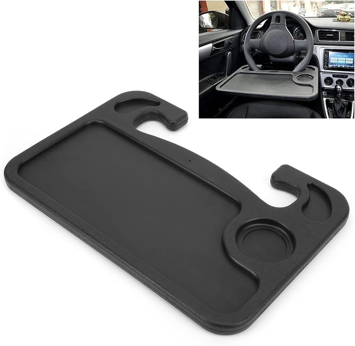 1pc Car Steering Wheel Tray Portable Laptop for Dodge Ram 3500 2012-2024, Desk Auto Food Eating Table Mount Driver Accessories Rigid Plastic,Black