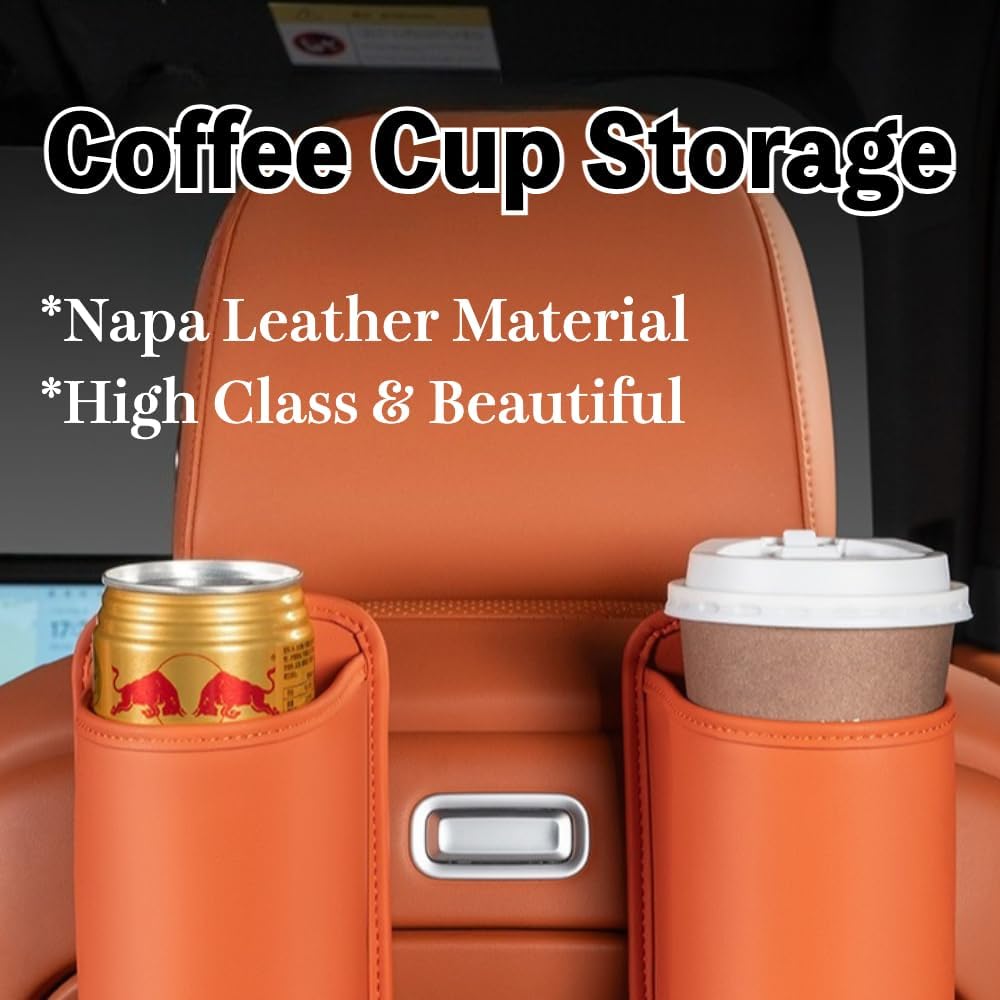 2-Pack Cup Holders for Car Seat Back Premium Nappa Leather Organizer with Drink Holders Easy Install for Families & Road Trips (Black)