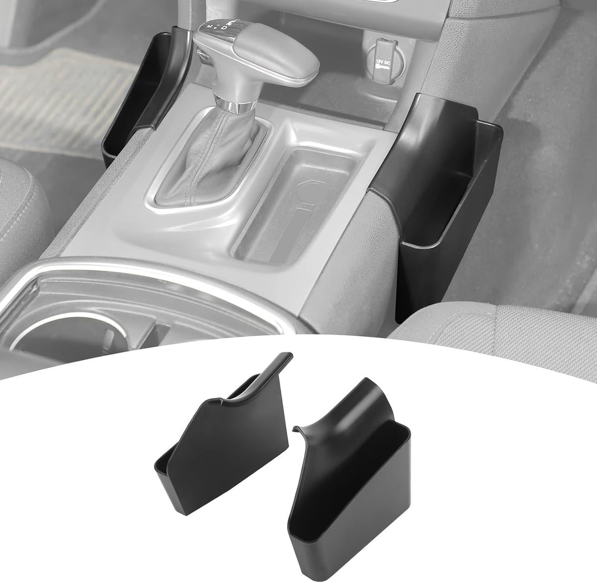 for Charger Center Console Shifter Tray Pockets for Dodge Charger 2015 up Extra Storage Accessories Black 2pcs