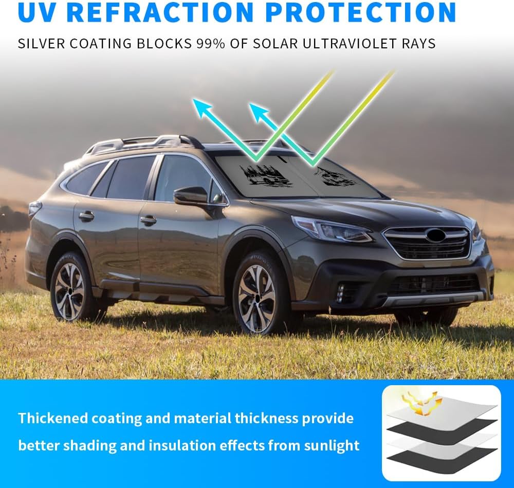Windshield Sunshade Compatible with Subaru Outback Blocks UV Rays Sun Visor Protector Foldable Front Window Sun Shield (Outback)