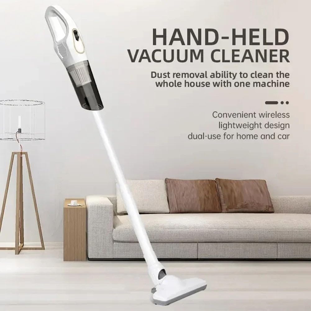 Cordless Vacuum Cleaner 2-in-1 Handheld with 100W Motor for Hard Floor Carpet Pet Hair USB Rechargeable Lightweight White(A-Black)