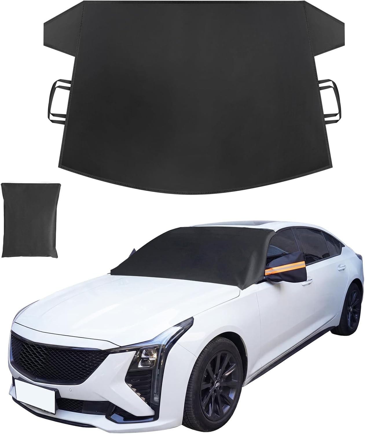 Windshield Cover for Ice and Snow, Car Windshield Protector for Winter Frost Ice Snow Sleet Protection, Includes Anti-Theft Straps, Side Mirror Protector for Cars SUVS Vans Truck Van, Medium (72"x42")