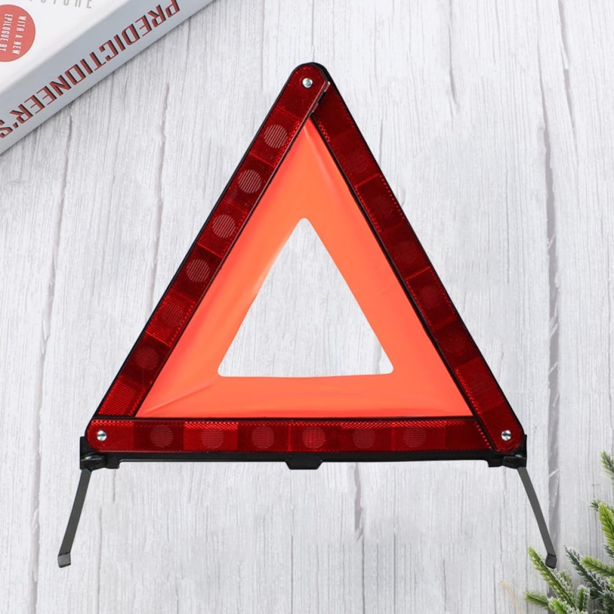 Red Plastic Triangle Warning Sign for Roadside Emergency Car Safety