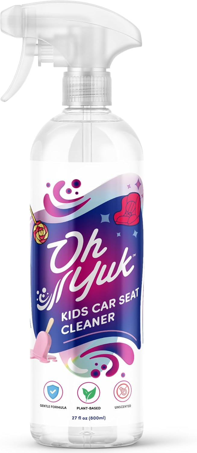 Oh Yuk Kids Car Seat Cleaner Spray, Probiotic Stain & Odor Remover for Kids Car Seats, Strollers & Fabric, Cleans Food, Milk & Juice Spills, Plant-Based Formula, 27 fl oz (Raspberry Pop)