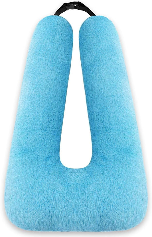 Swemos Travel Pillow, Car Pillow for Kids & Adults - Ergonomic Travel Pillows Sleeping Aid for Neck & Body Support, Car Travel Essentials Pillow on Road Trips-Gray (Blue)