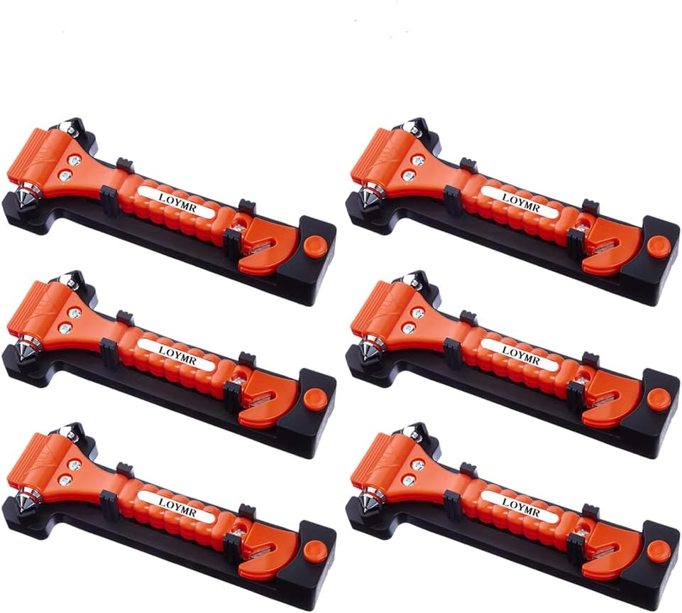 6 PCS Car Safety Hammer Auto Car Window Glass Hammer Breaker and Auto Safety Seatbelt Cutter 2-in-1 Emergency Escape Tool