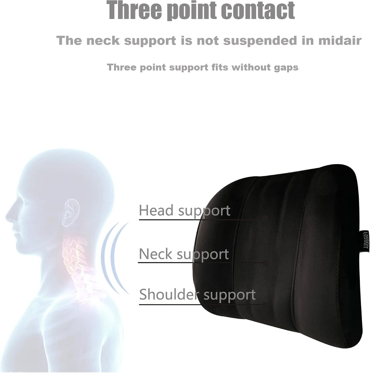 Forbell Premium Memory Foam Car Neck Pillow with Washable Cover - Provides Comfortable Neck Support for Driving and Travel 1pc(Black)