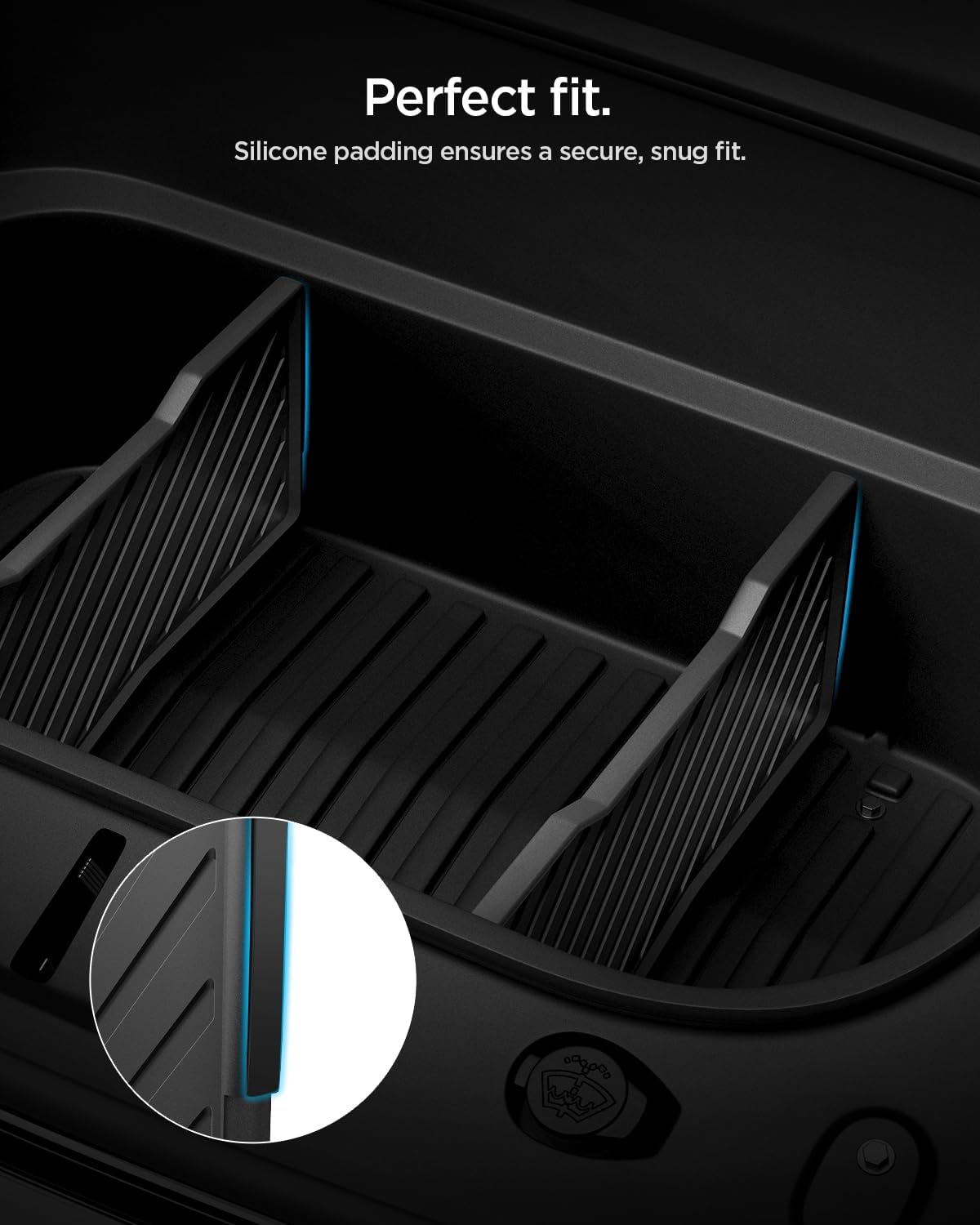 Spigen Front Trunk Divider for Tesla Model Y Juniper & Model Y L (Premium/Performance 2026/2025) - Storage Organization, Silicone Padded, Reduces Rattle Noise, Frunk Organizer Partition Set - 2 Pack