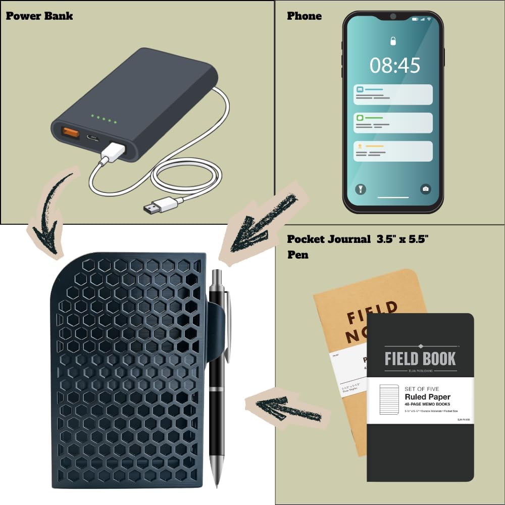 Car Organizer Car Console Organizer, Upgraded Car Seat Side Storage Holder, for Cell Phone Power Bank,3.5"x5.5" Field Notes Notebook with Pen Holder, Fit Car Truck SUV RV