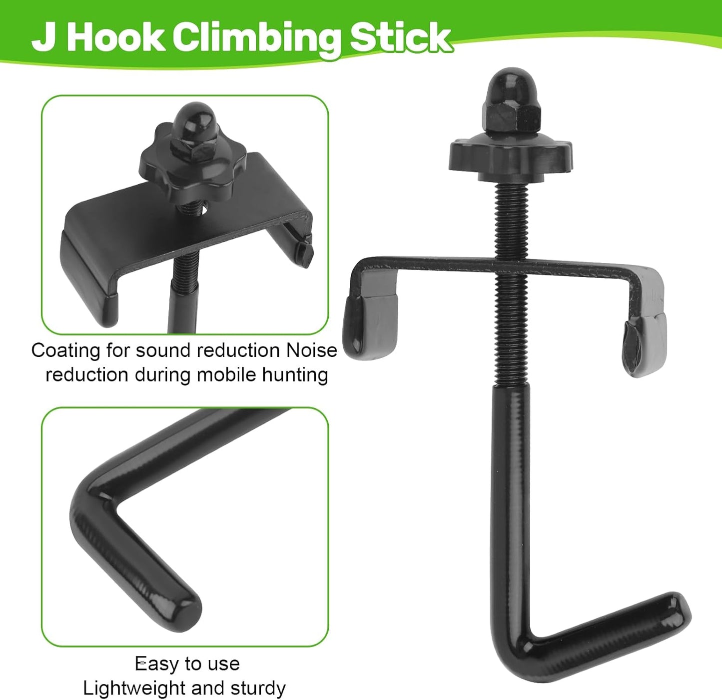 LJB J Hook Climbing Stick Carrying System, 2 Pack | Climbing Stick Attachment Hook, For Treestand Climbing Steps
