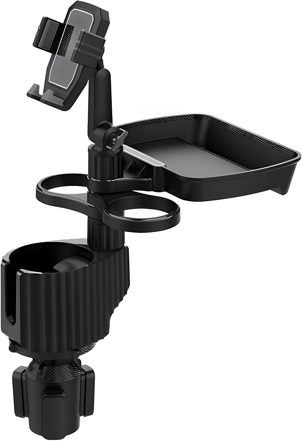 6-in-1 Car Cup Holder Expander with Tray & Phone Mount, Car Food Tray with 360° Rotation Adjustable Base, Car Cup Holder, Ideal for Drinks, Snacks, Foods