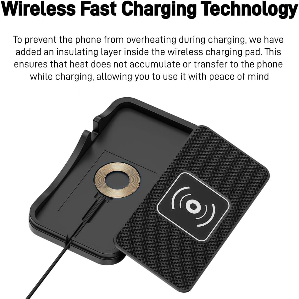 Wireless Charger Car Charging Pad for GMC Acadia 2016-2019,15W Fast Wireless Phone Charger,Non Slip Wireless Charging Mat,for Car Desk & Travel,for iPhone Samsung LG,USB