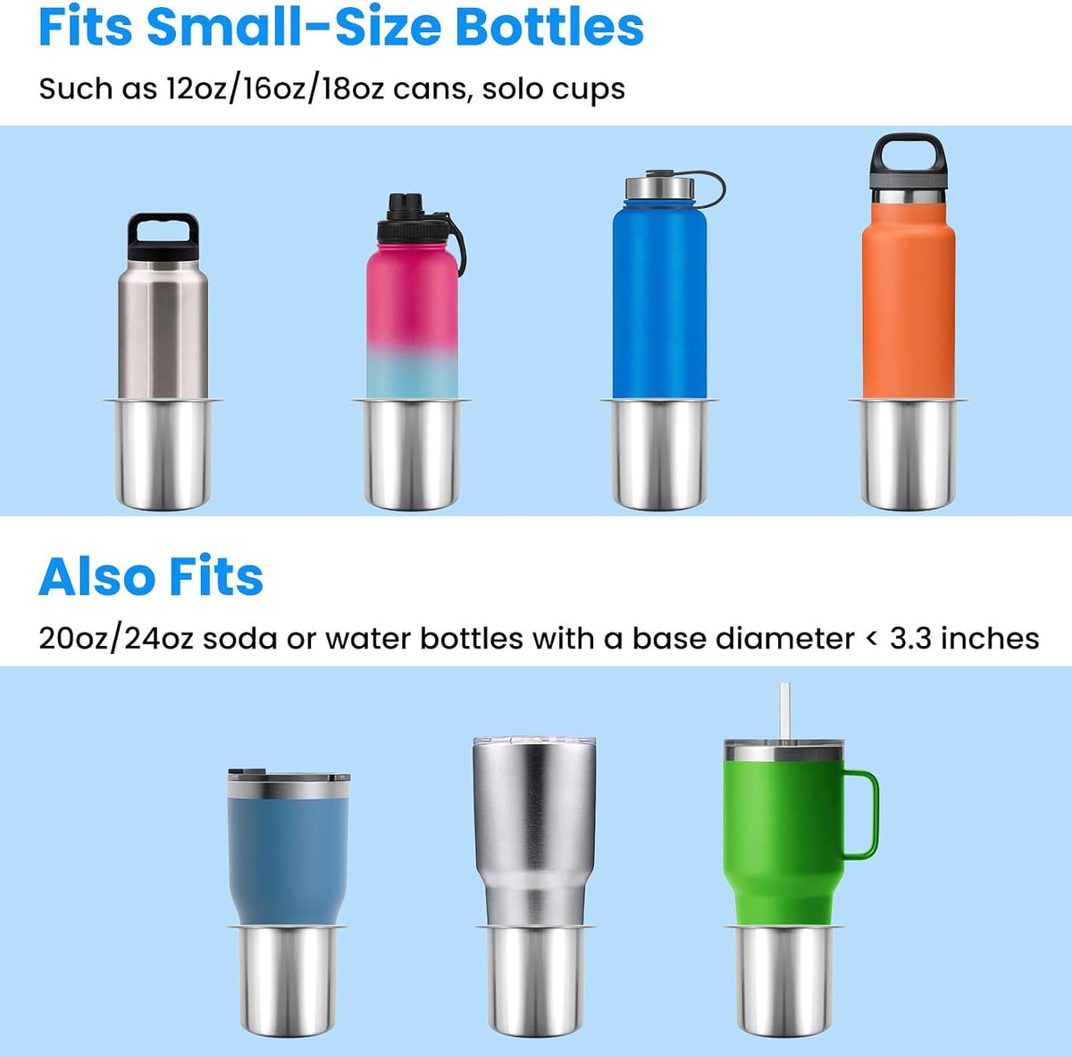 SDTC Tech 2Pcs 304 Stainless Steel Drop-in Cup Holder 3.3 Inch
