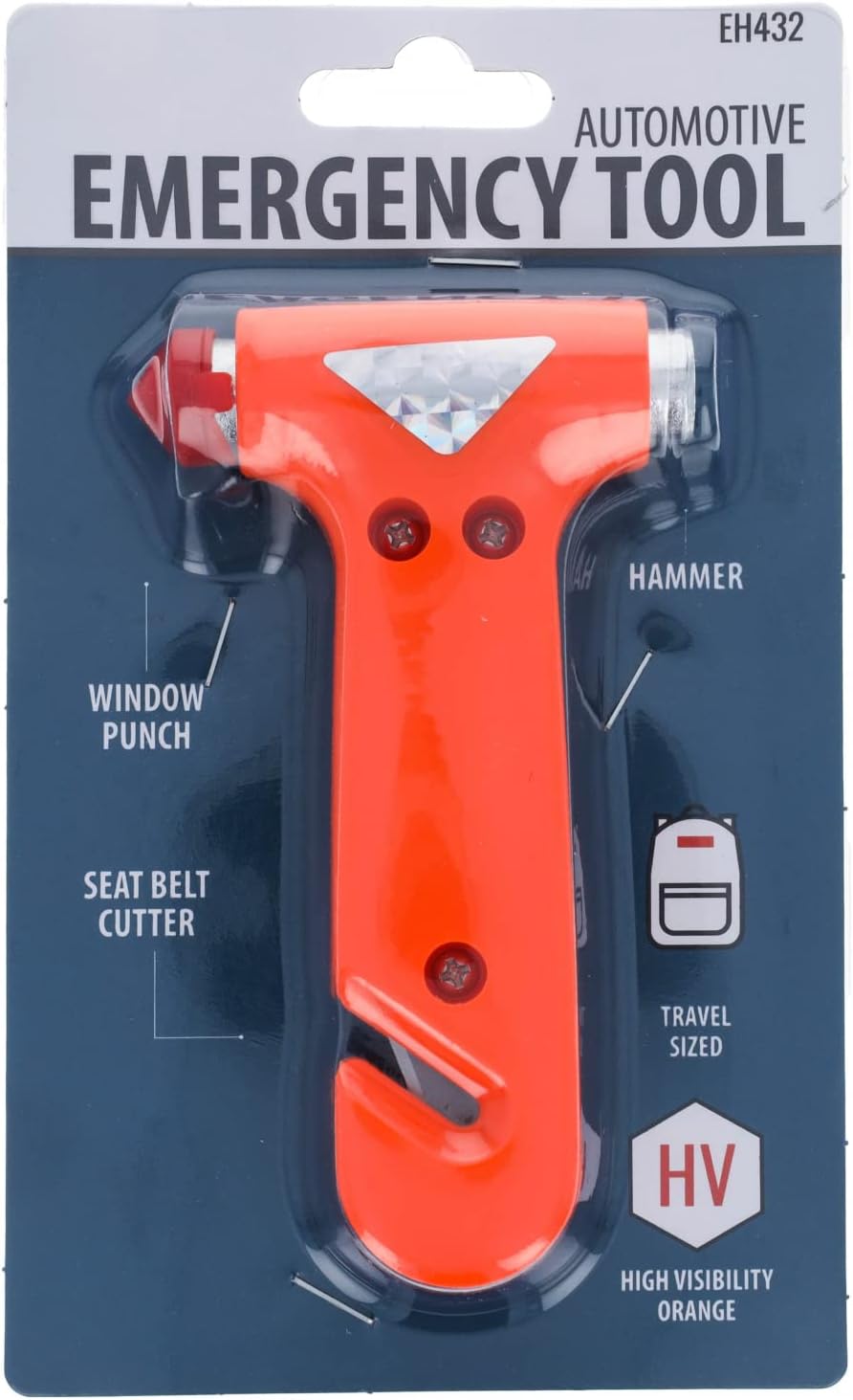 Car Emergency Escape Hammer with Belt Cutter and Window Breaker, 2pk