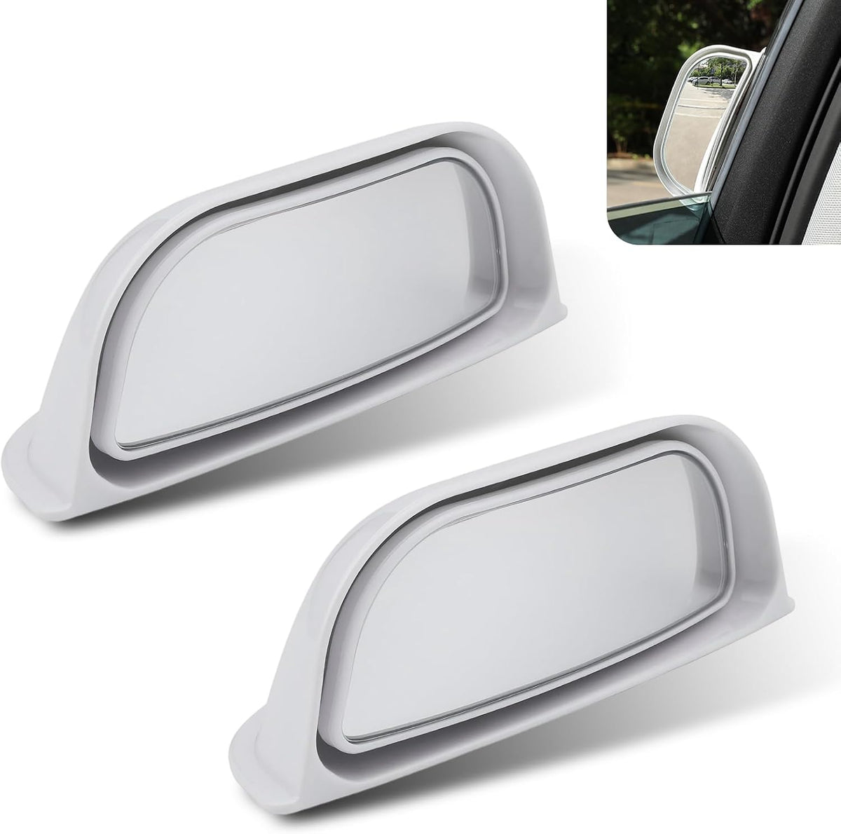 2 PCS Back Passenger Blind Spot Mirrors, 1.8" x 5" Adjustable Wide Angle B-Pillar Blind Spot Mirror, Car Side View Mirror for Get-Off Safety, Universal Accessories for Most Cars (Black)