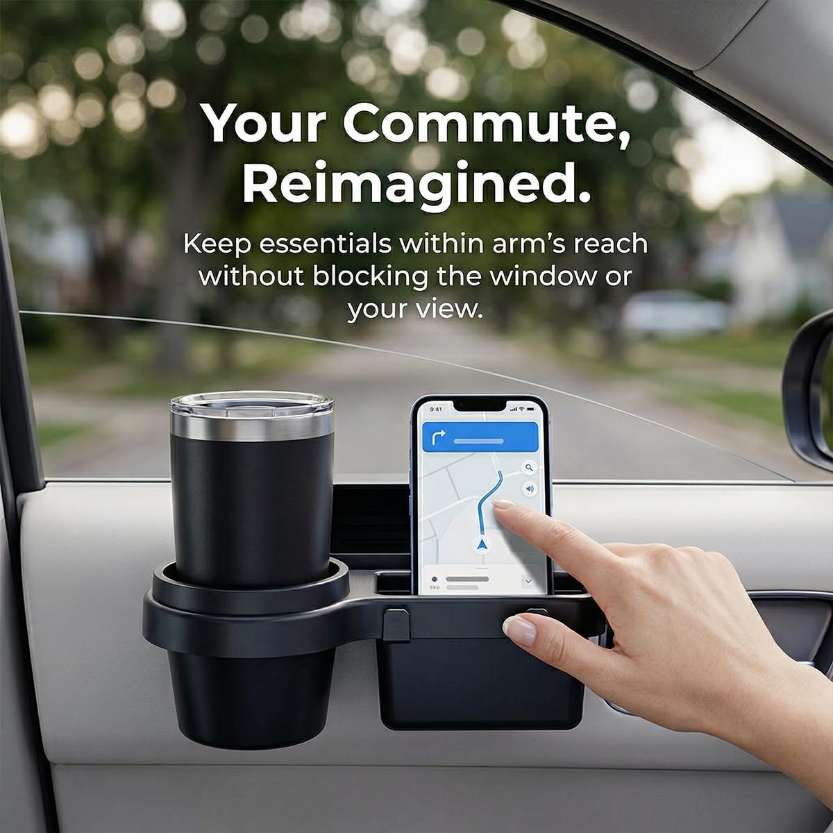 Mandark 2PCS Car Window Storage Organizer, Multifunctional Vehicle Window Mount Storage Rack with Cup Holder Phone Mount, Automotive Interior Door Side Hanging Organizer, Universal Fit