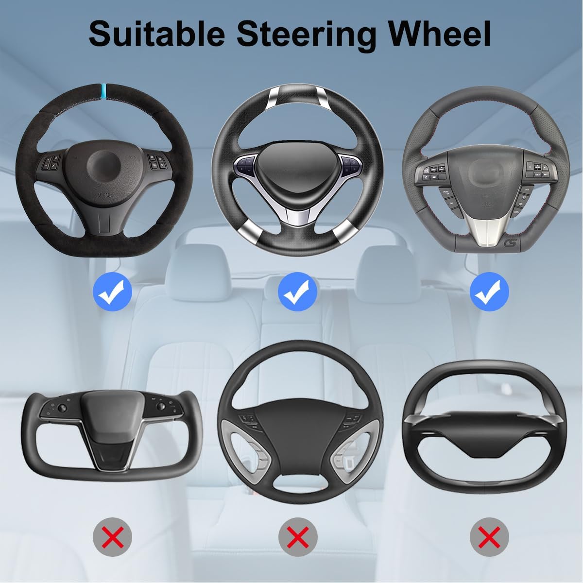 2 in 1 Large Steering Wheel Desk with Dual Slide-Out Trays & Laptop Holder, Steering Wheel Table Tray Fits for Most Cars, Adjustable Laptop Tray for Car