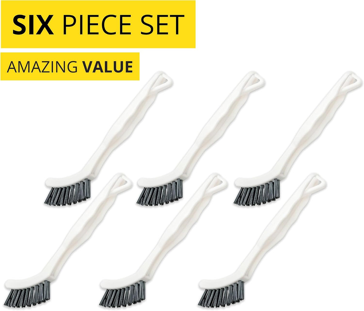 6-Pack Grout Cleaner Brush Set - Firm Nylon Bristle Detail Scrub Brushes for Household Use on Bathtub, Shower, Kitchen, Tile Floors, Sink, Grooves, Window Tracks, Drains
