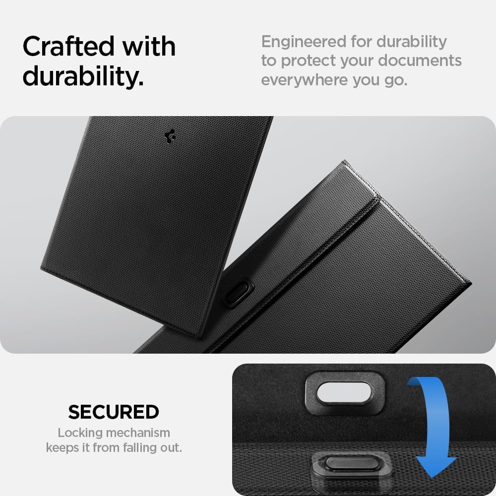 Spigen Hyper-Slim Car Registration and Insurance Card Holder for All Cars | ID License Car Essential Documents Holder [Tesla Model Y Juniper L (2026) & 3/Y/S/X/Cybertruck] - Black