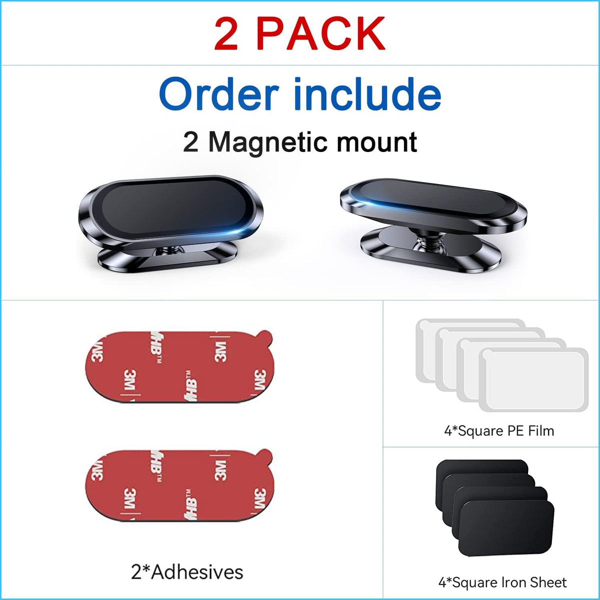 【2-PACK】Magnetic phone holder for Car Dash Magnetic Car Mount for iphone
