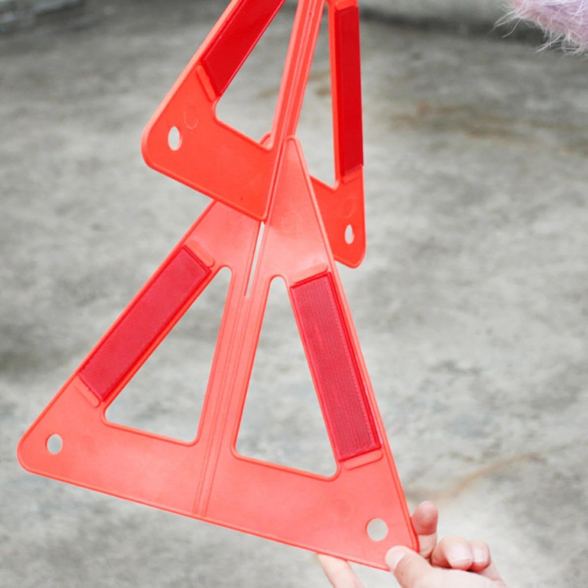 3pcs Collapsible Roadside Warning Triangle, Orange PVC Reflective Sign