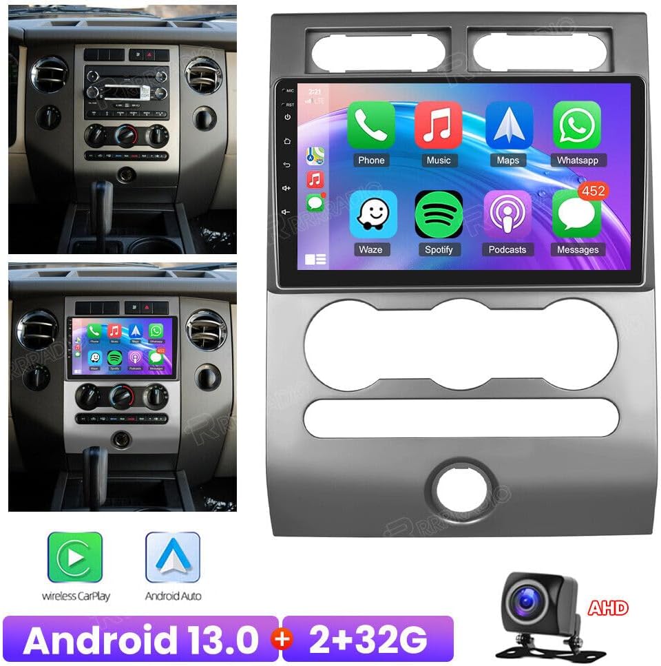 Android 13 Car Stereo Radio Compatible for Ford Expedition 2007-2014, 9inch Touchscreen Car Radio with WiFi GPS Navigation Bluetooth FM/RDS Mic SWC+AHD Rear Camera, 2+32GB