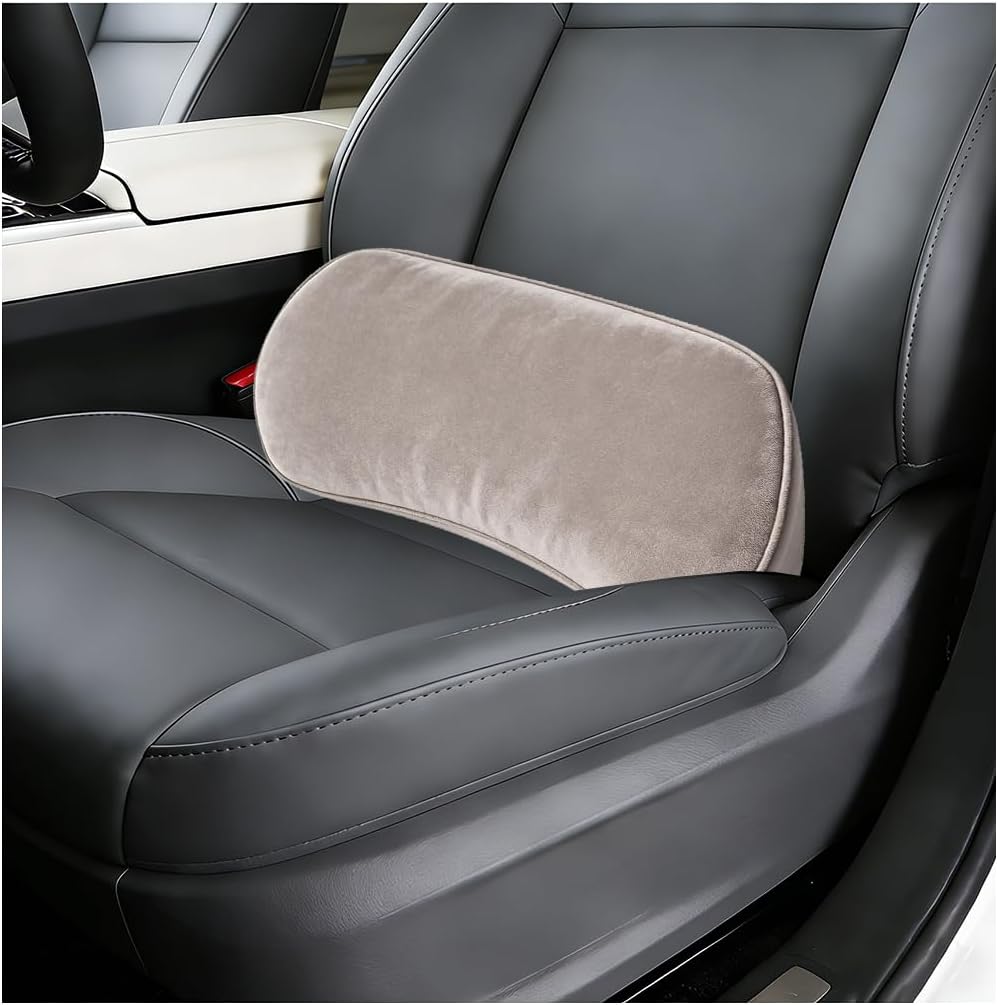 Car Lumbar Support Pillow, Memory Foam Suede Vehicle Back Support Cushion for Pain Relief, Breathable Automotive Interior Seat Lower Back Pillow, Universal for SUV Van Truck (Black)