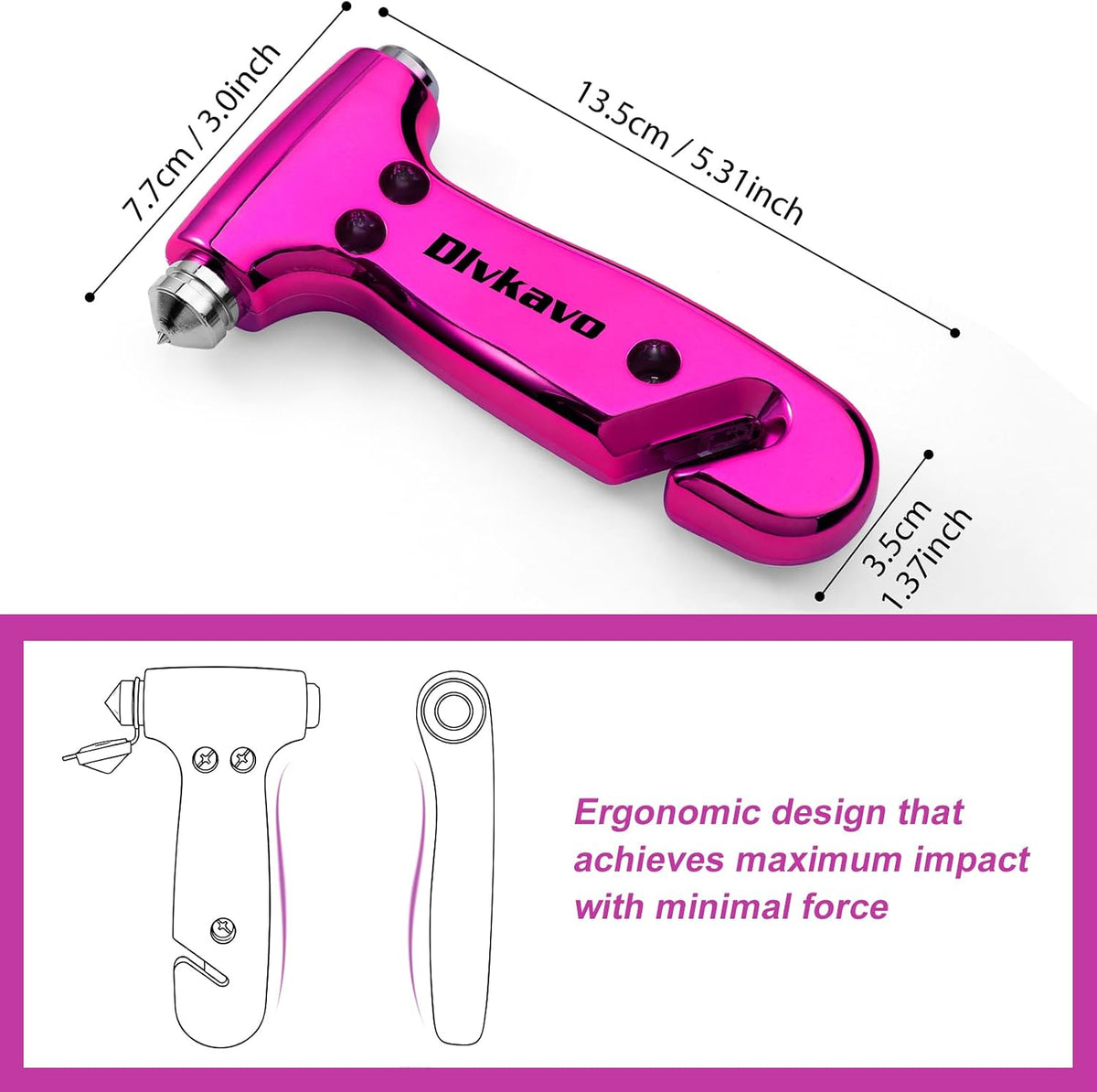 Window Breaker, Emergency Escape Hammer, 3-in-1 Window Breaker & Seat Belt Cutter, Window Glass Breaker, Car Safety Tool for Vehicle, Office, Home