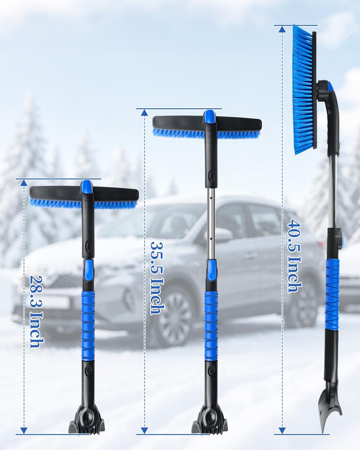 40.5‘’ Extendable Snow Brush & Ice Scraper for Car SUV Windshield