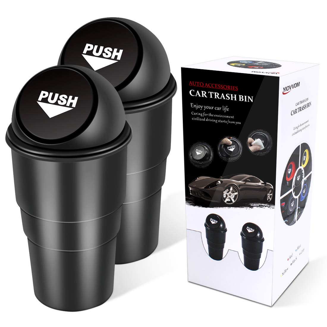 Cup Holder Trash Can, Leakproof Car Trash Can with Lid, Trash Bin for Car Accessories, Mini Garbage Bin Organizer for Automotive Office Home Kitchen, Applicable to Women and Men